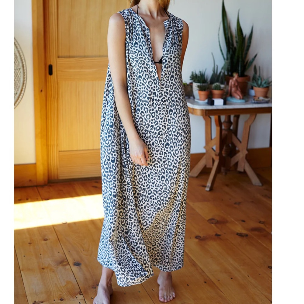 EMERSON FRY India Collection - Charcoal Leopard Sleeveless Caftan XS/S